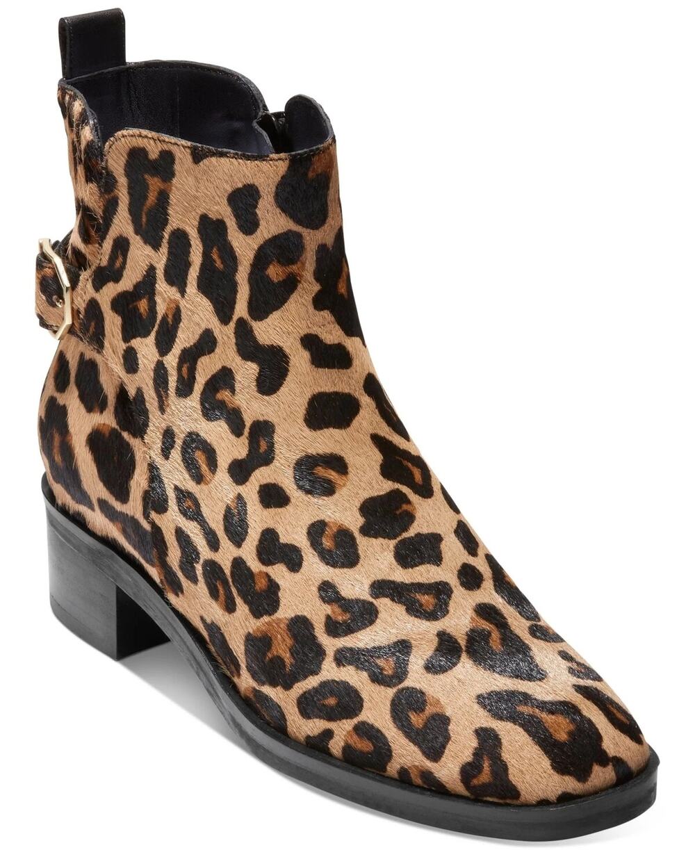 Cole Haan Kimberly Leopard Haircalf Waterproof Booties Women's Size 5B NWOB